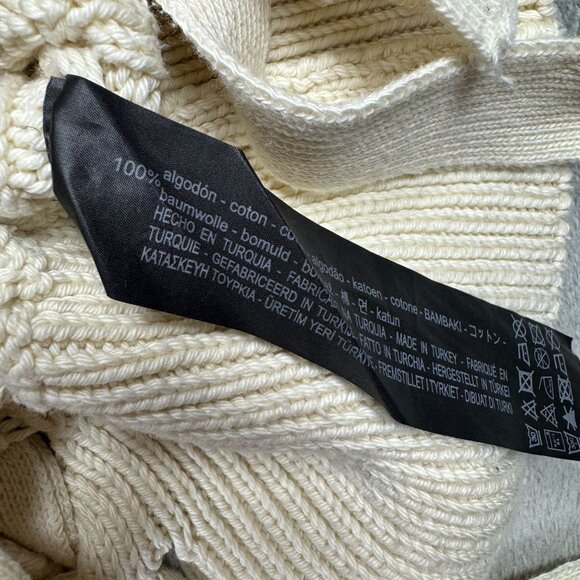 Zara Cream Cable Knit Sweater Lace Up Ribbon Detail Long Sleeve Chunky Preppy S - Picture 7 of 9